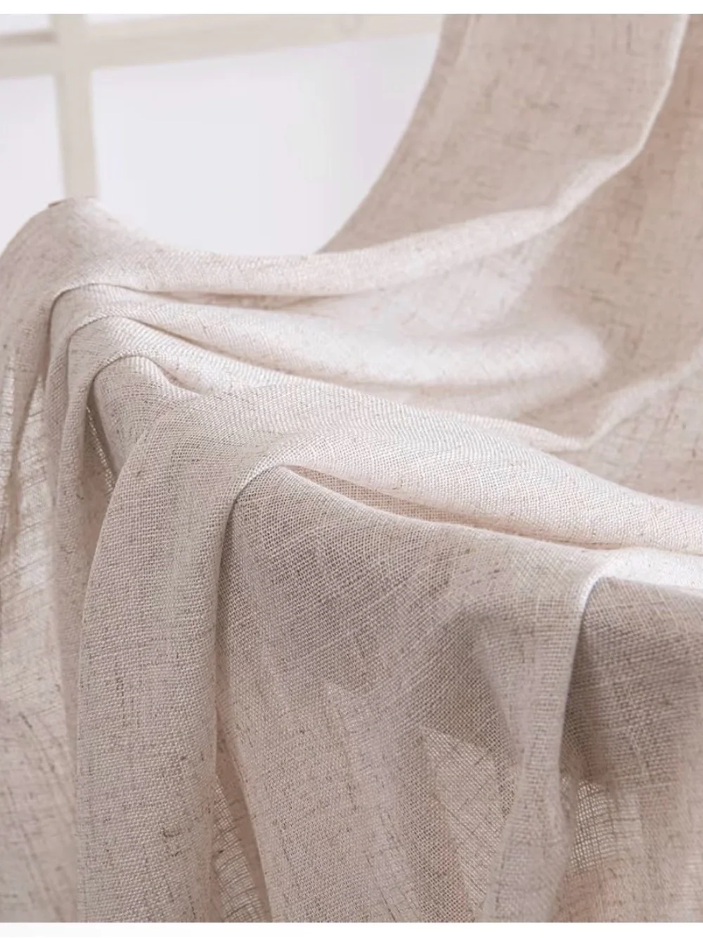 MIULEE Natural White Linen Curtains 52x84 Inch Long for Bedroom Living Room